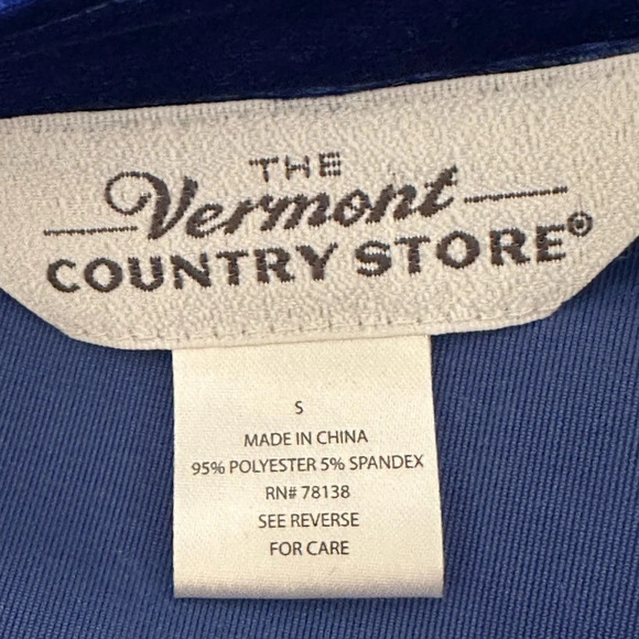 The Vermont Country Store Blue Velour Robe Long Length Crushed Velvet, Small - Picture 12 of 14